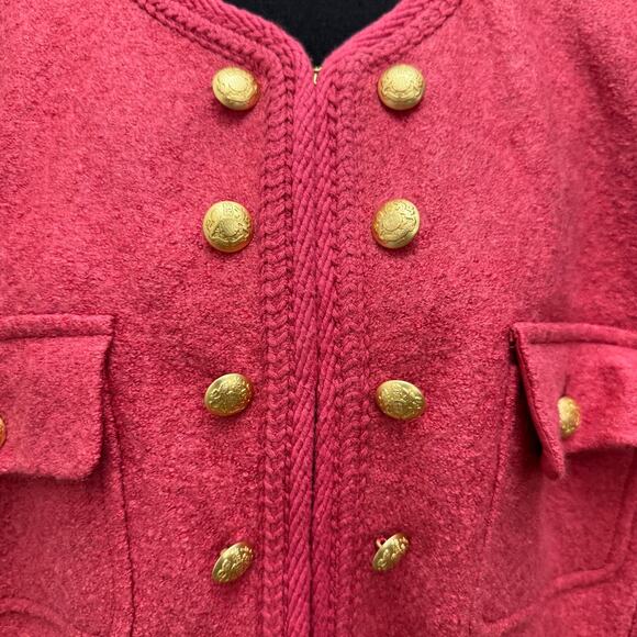 Talbots Berkshire Wool Blend Long Sleeve Gold Buttons Jacket Pink Size 20W - Picture 4 of 9
